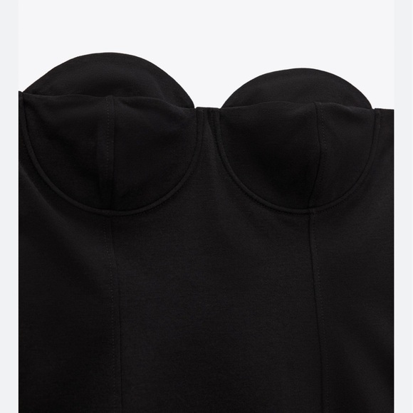 Zara corsetry-inspired mini black dress - Picture 4 of 6
